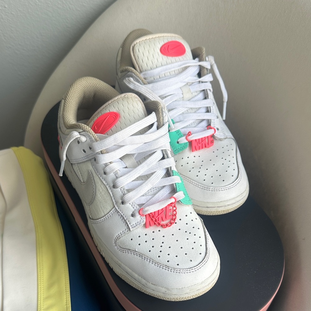 Nike White and Neon Pink Athletic Shoes